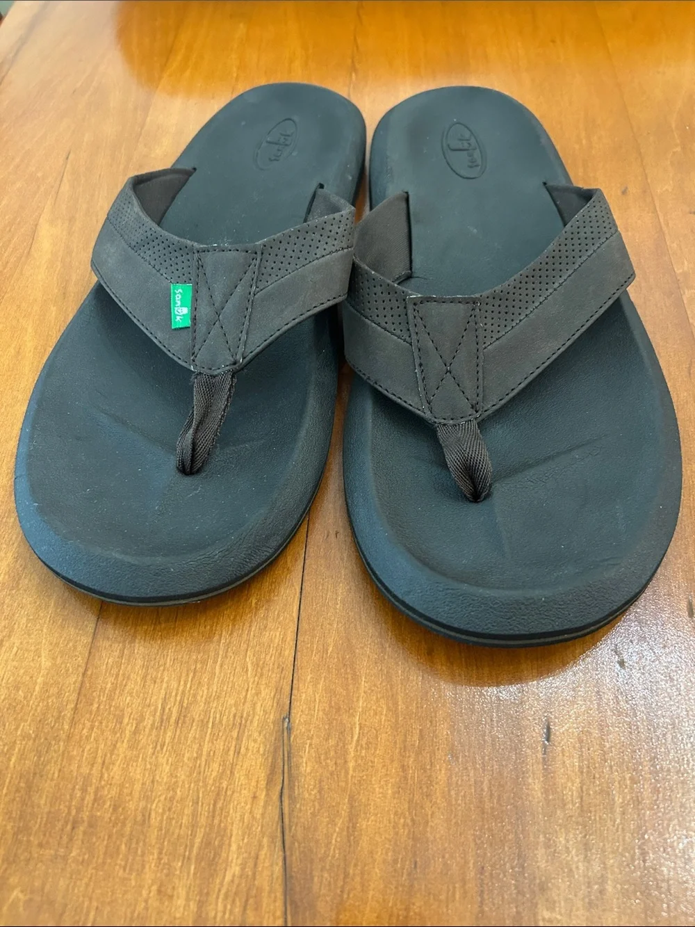 Sanuk Men’s Flip Flop Sandals Black Size 13 Cushioned Comfort Beach Casual
